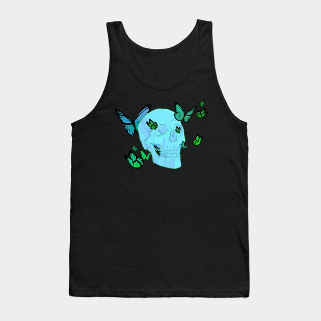 blue butterfly skull Tank Top by acatalepsys 